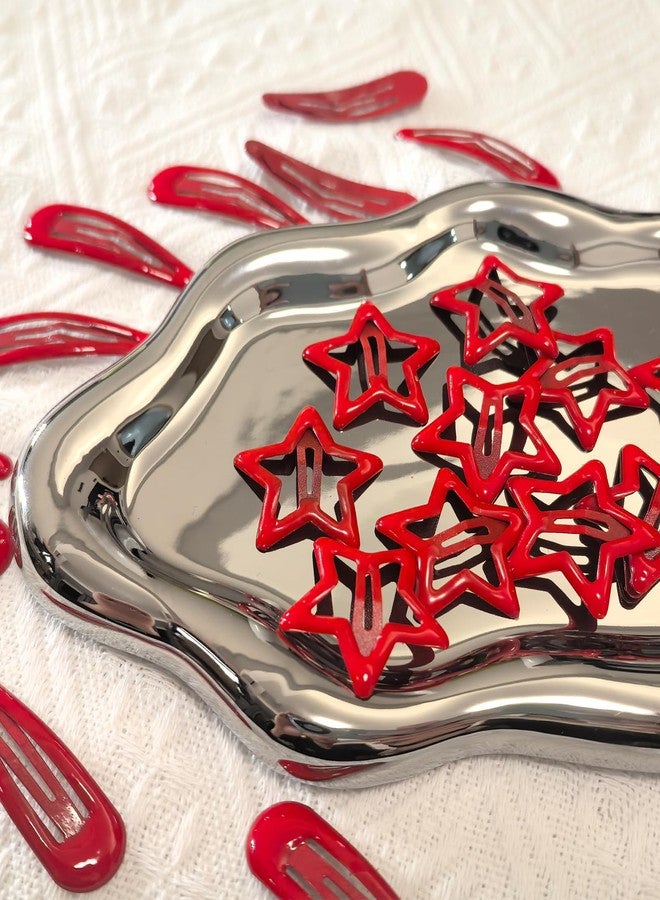 Qzinxja Metal Snap Hair Clips For Women Mini Star Hair Clips For Girls Red Star Hair Clip Hair Barrettes 1.18Inch Star Clips For Hair 1.96 In Water Drop Hairclips Snap Clips For Hair Girl Hair Accessories Y2K - Image 4
